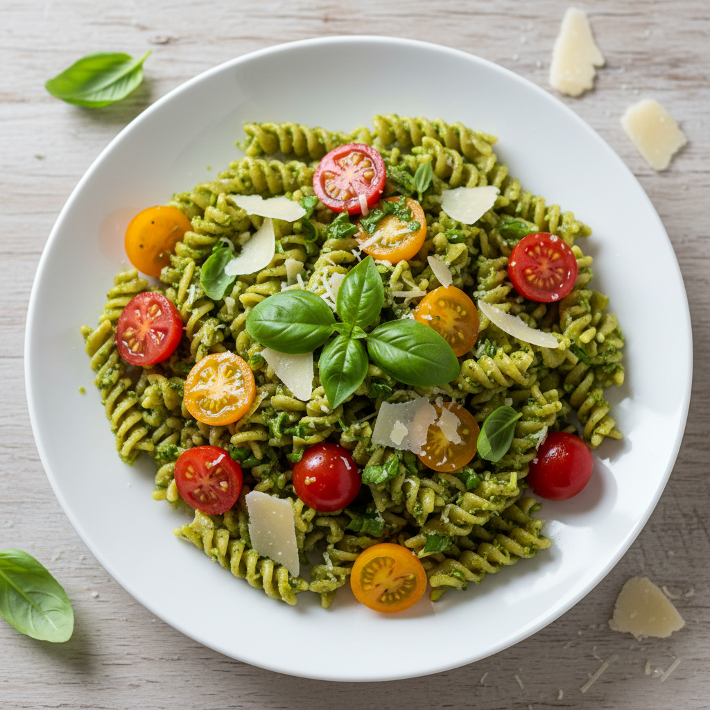 Pesto Pasta with Cherry Tomatoes